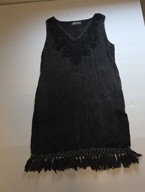 Beach by Exist Boho Fringe Applique midi w pockets